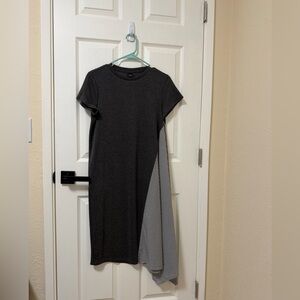 Elegant Black and Gray Striped Dress